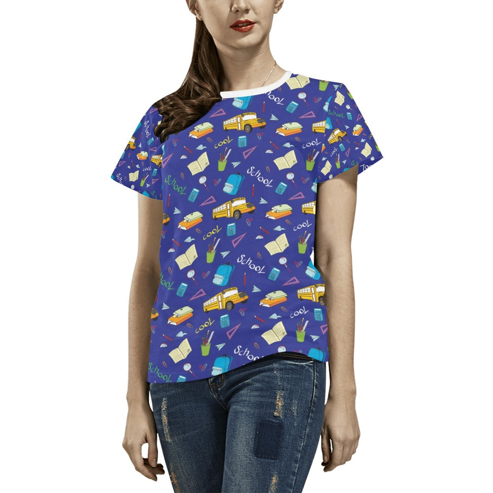 School Bus Print Design LKS307 Women's  T-shirt