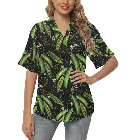 Peas Pattern Print Design A02 Women's Hawaiian Shirt