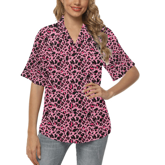 Cheetah Pink Pattern Print Design 01 Women's Hawaiian Shirt