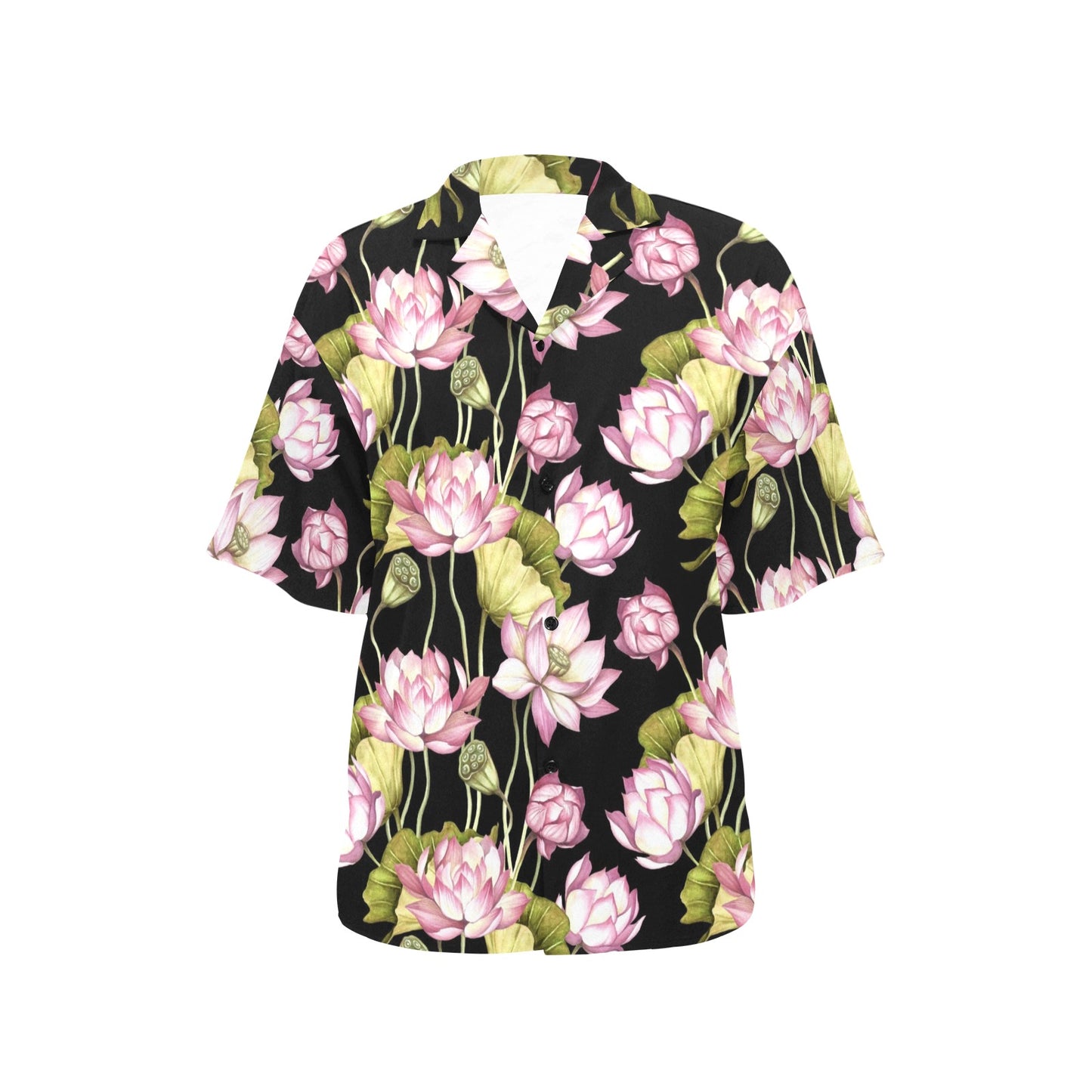 Water Lily Pattern Print Design WL06 Women's Hawaiian Shirt