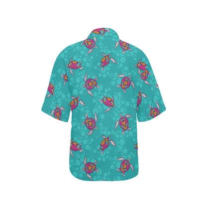 Sea Turtle Pattern Women's Hawaiian Shirt