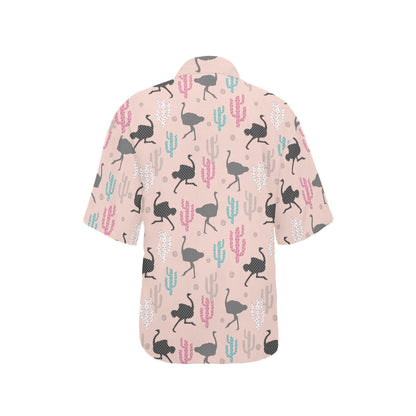 Ostrich Pattern Print Design 03 Women's Hawaiian Shirt