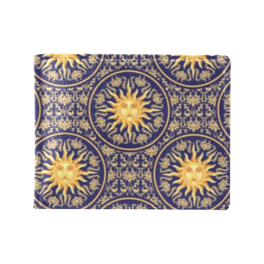 Celestial Gold Sun Face Men's ID Card Wallet