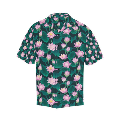 Water Lily Print Design LKS302 Men's Hawaiian Shirt