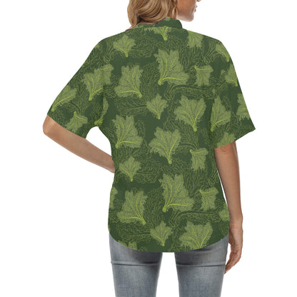 Kale Pattern Print Design 01 Women's Hawaiian Shirt