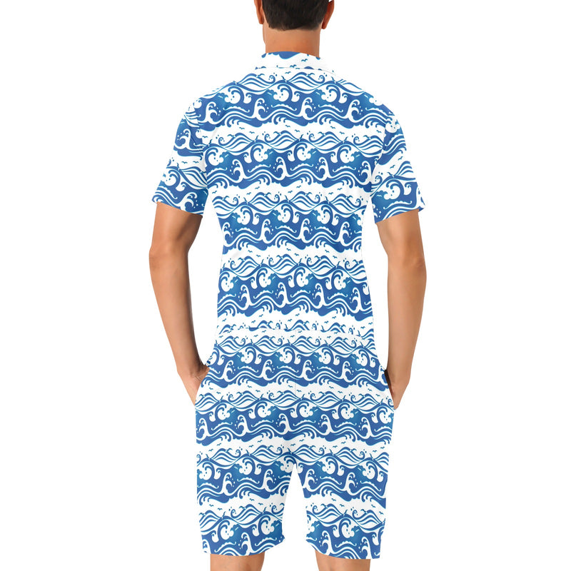 Wave Print Design LKS303 Men's Romper