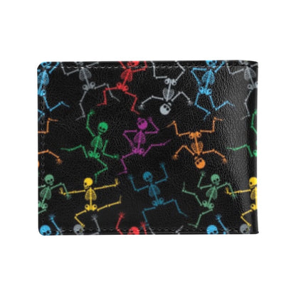 Skeleton Colorful Print Design LKS302 Men's ID Card Wallet