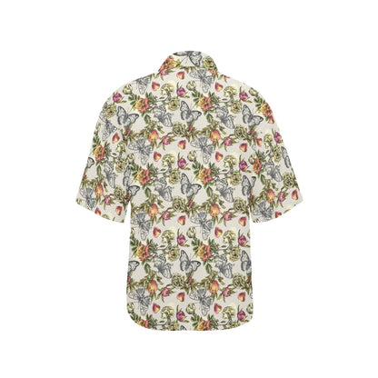 Butterfly Flower Pattern Print Design 06 Women's Hawaiian Shirt