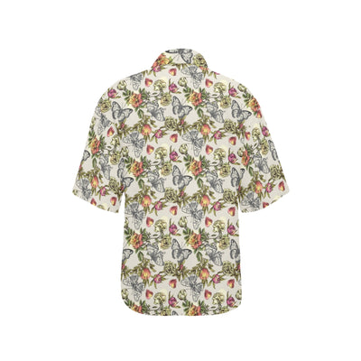 Butterfly Flower Pattern Print Design 06 Women's Hawaiian Shirt