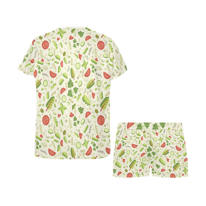 Salad Vegetable Print Design LKS302 Women's Short Pajama Set