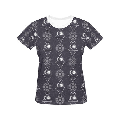 Sun Moon Print Design LKS309 Women's  T-shirt