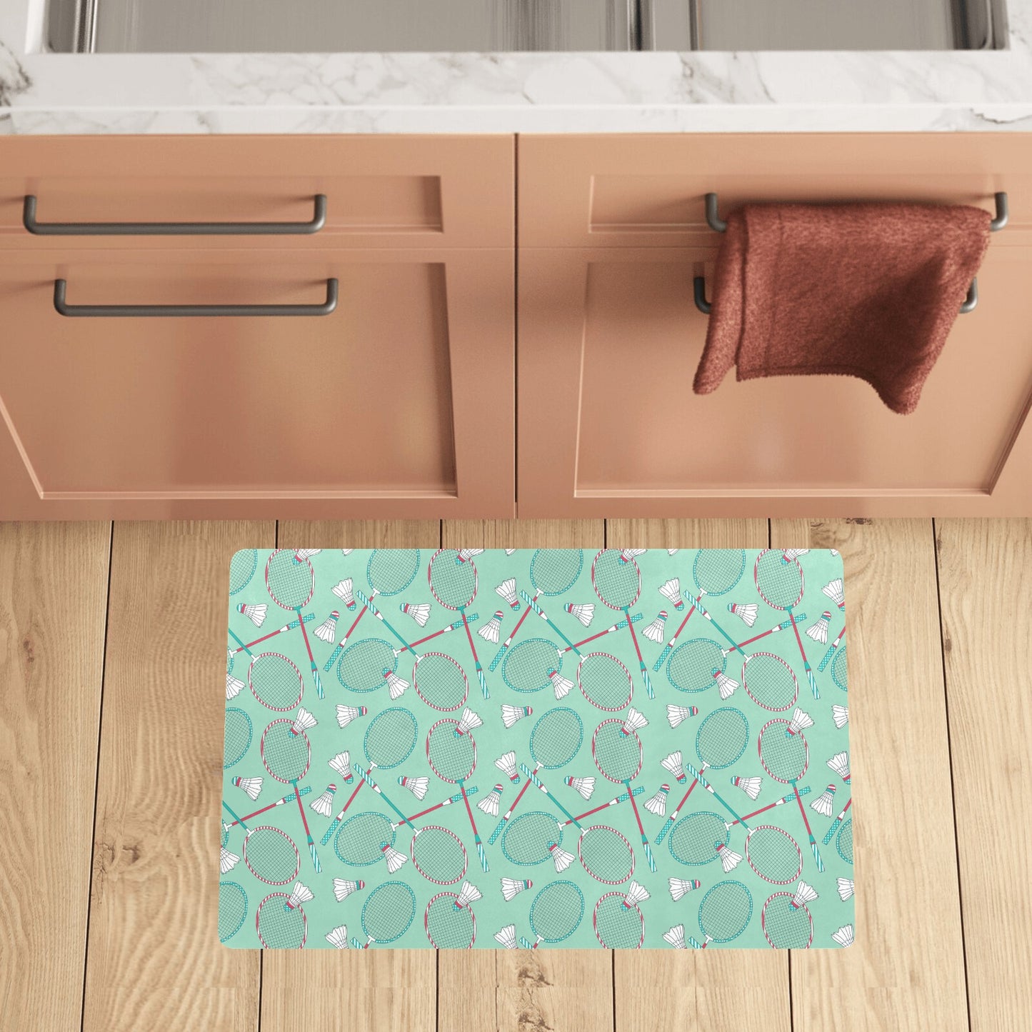 Badminton Pattern Print Design 05 Kitchen Mat