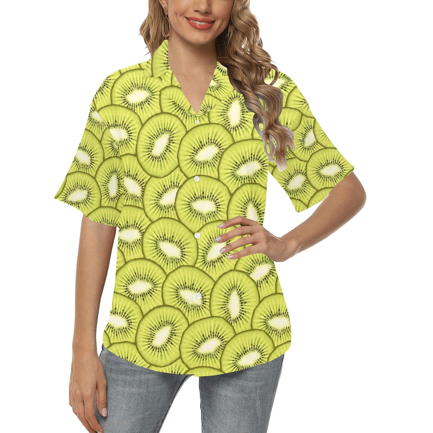 Kiwi Pattern Print Design KW07 Women's Hawaiian Shirt