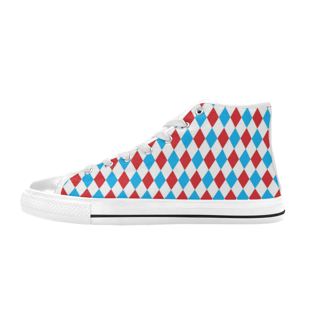 Harlequin Print Design LKS402 High Top Women's White Shoes
