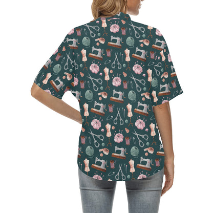 Sewing Equipment Print Design LKS307 Women's Hawaiian Shirt