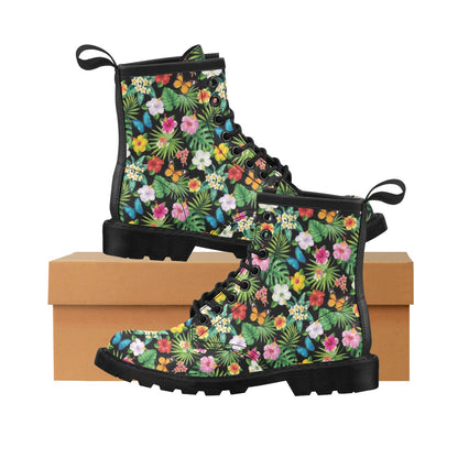 Hibiscus With Butterfly Print Design LKS305 Women's Boots