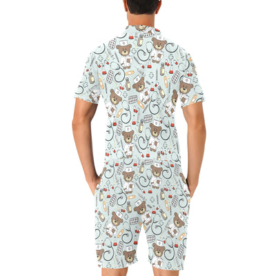 Nurse Bear Pattern Print Design A01 Men's Romper