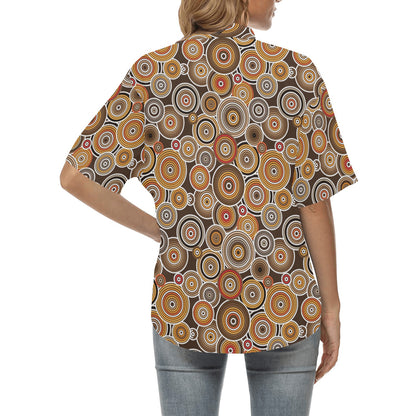 Aboriginal Print Design LKS402 Women's Hawaiian Shirt