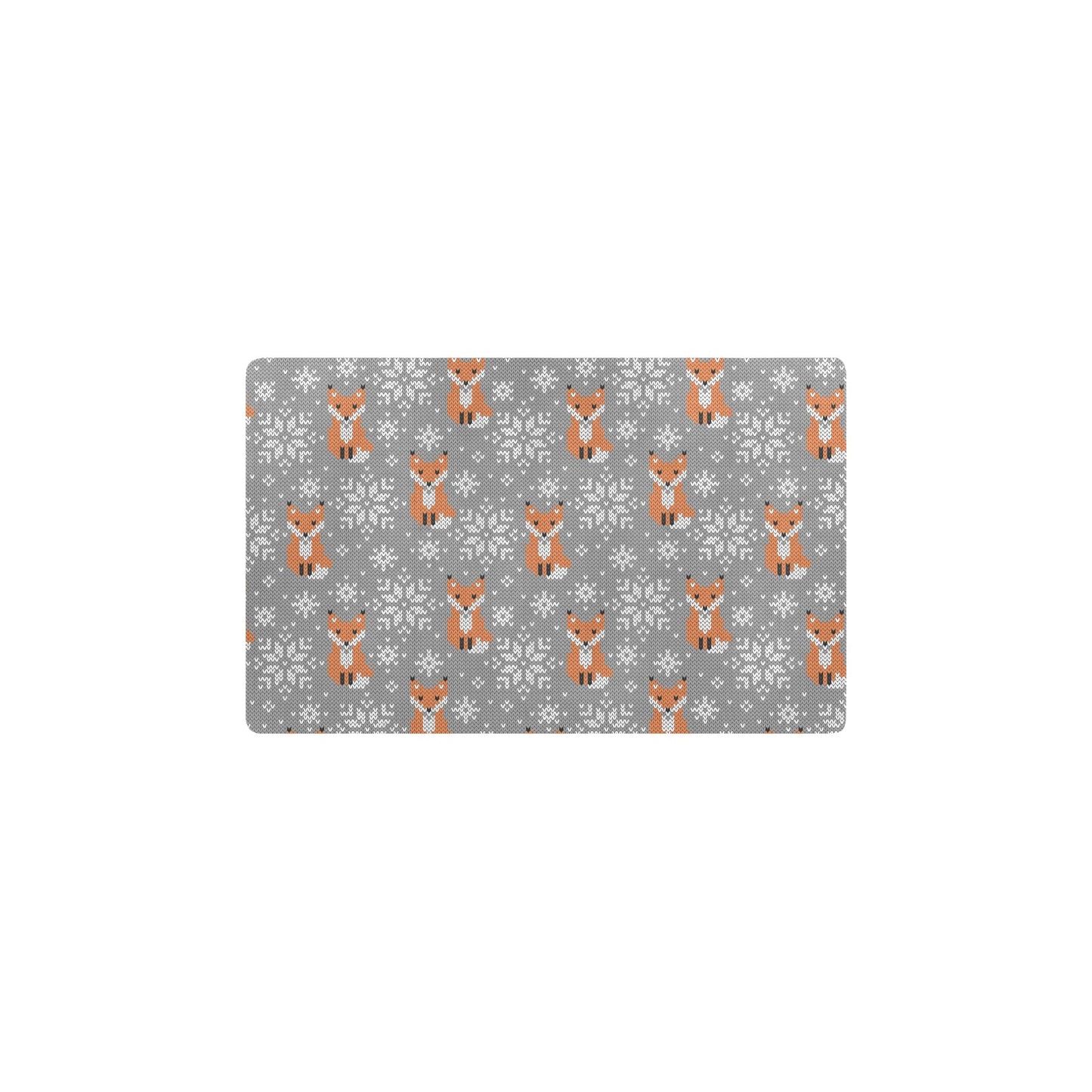 Knit Red Fox Pattern Print Design 02 Kitchen Mat