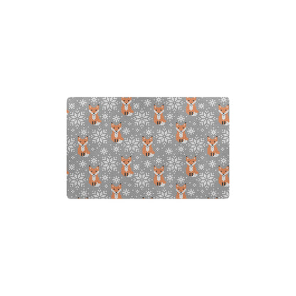 Knit Red Fox Pattern Print Design 02 Kitchen Mat