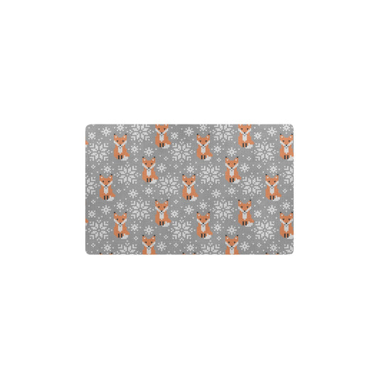 Knit Red Fox Pattern Print Design 02 Kitchen Mat