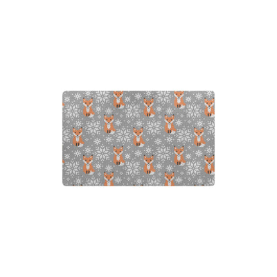 Knit Red Fox Pattern Print Design 02 Kitchen Mat