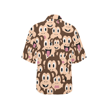 Emoji Monkey Print Pattern Women's Hawaiian Shirt