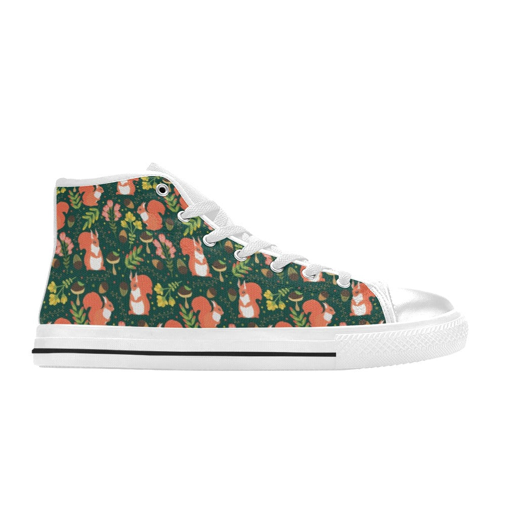 Squirrel Print Design LKS302 High Top Women's White Shoes