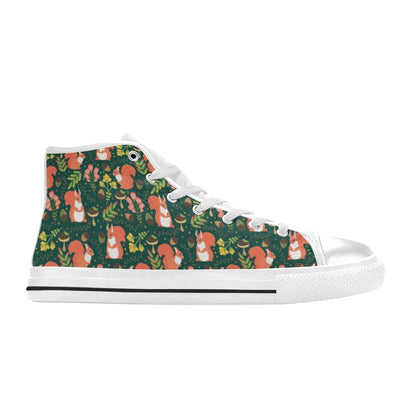 Squirrel Print Design LKS302 High Top Women's White Shoes