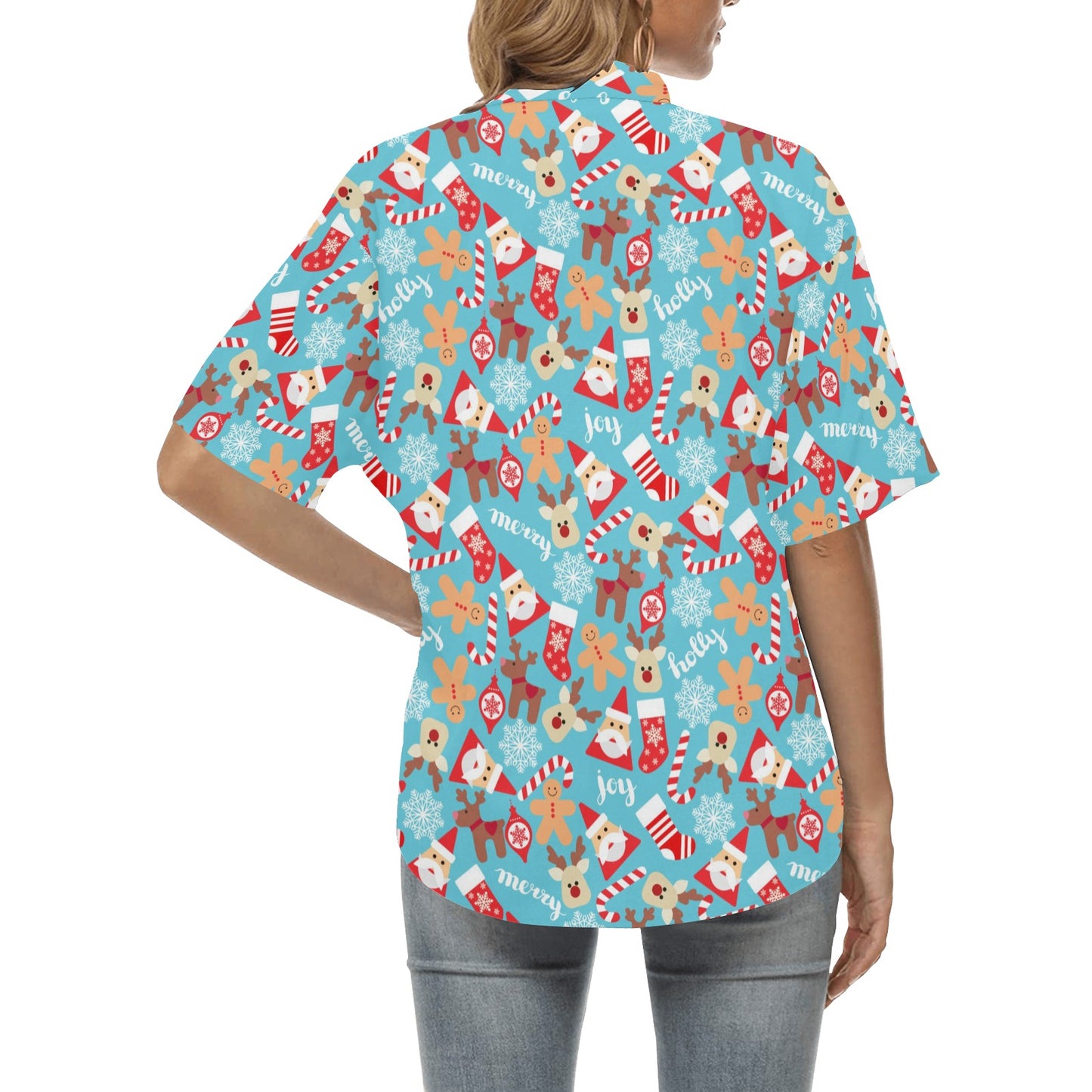 Santa Christmas Themed Print Design LKS306 Women's Hawaiian Shirt
