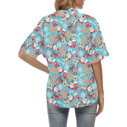 Santa Christmas Themed Print Design LKS306 Women's Hawaiian Shirt