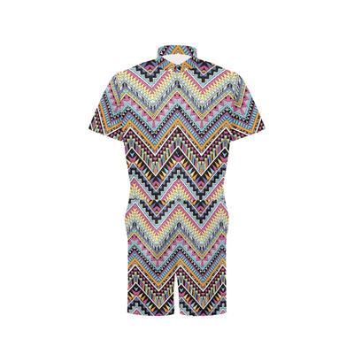 Multicolor zigzag Tribal Aztec Men's Romper