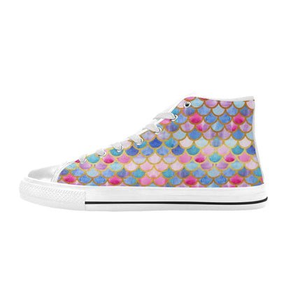 Scales Print Design LKS401 High Top Women's White Shoes