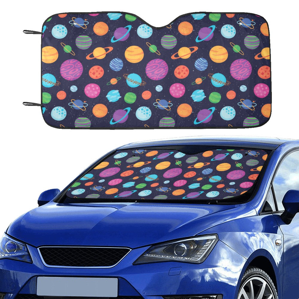 Planet Multicolor Print Design LKS302 Car front Windshield Sun Shade