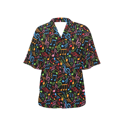 Music Note Colorful Themed Print Women's Hawaiian Shirt