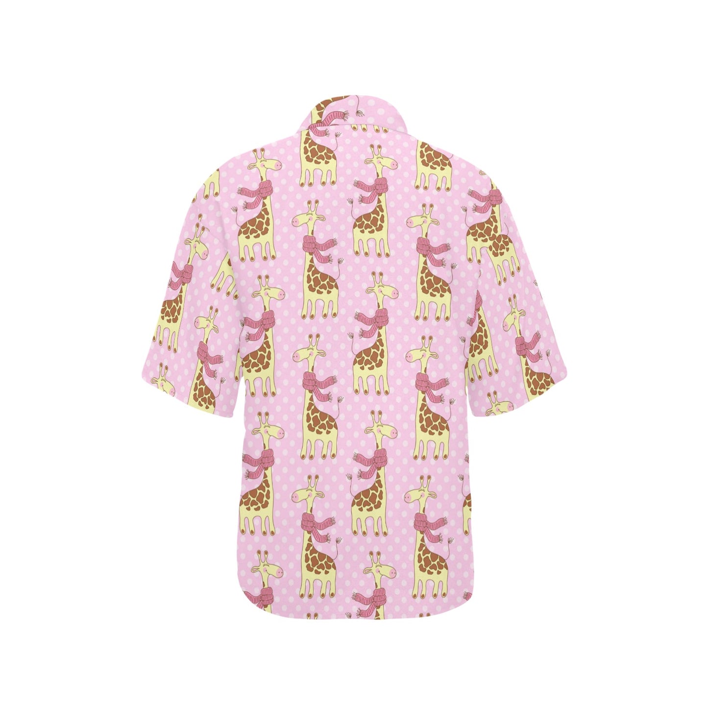 Giraffe Cute Pink Polka Dot Print Women's Hawaiian Shirt