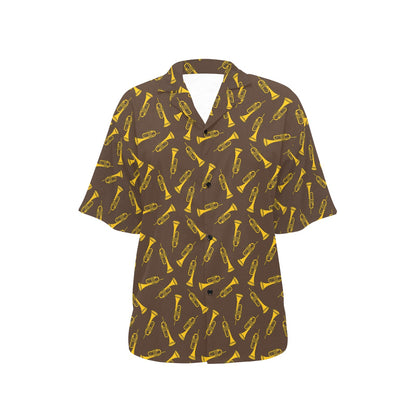 Trumpet Pattern Design Print Women's Hawaiian Shirt
