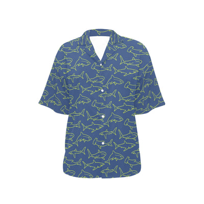 Shark Print Design LKS301 Women's Hawaiian Shirt