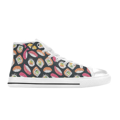Sushi Print Design LKS306 High Top Women's White Shoes