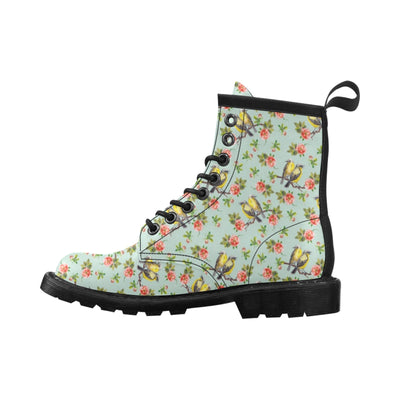 Bird with Red Flower Print Pattern Women's Boots