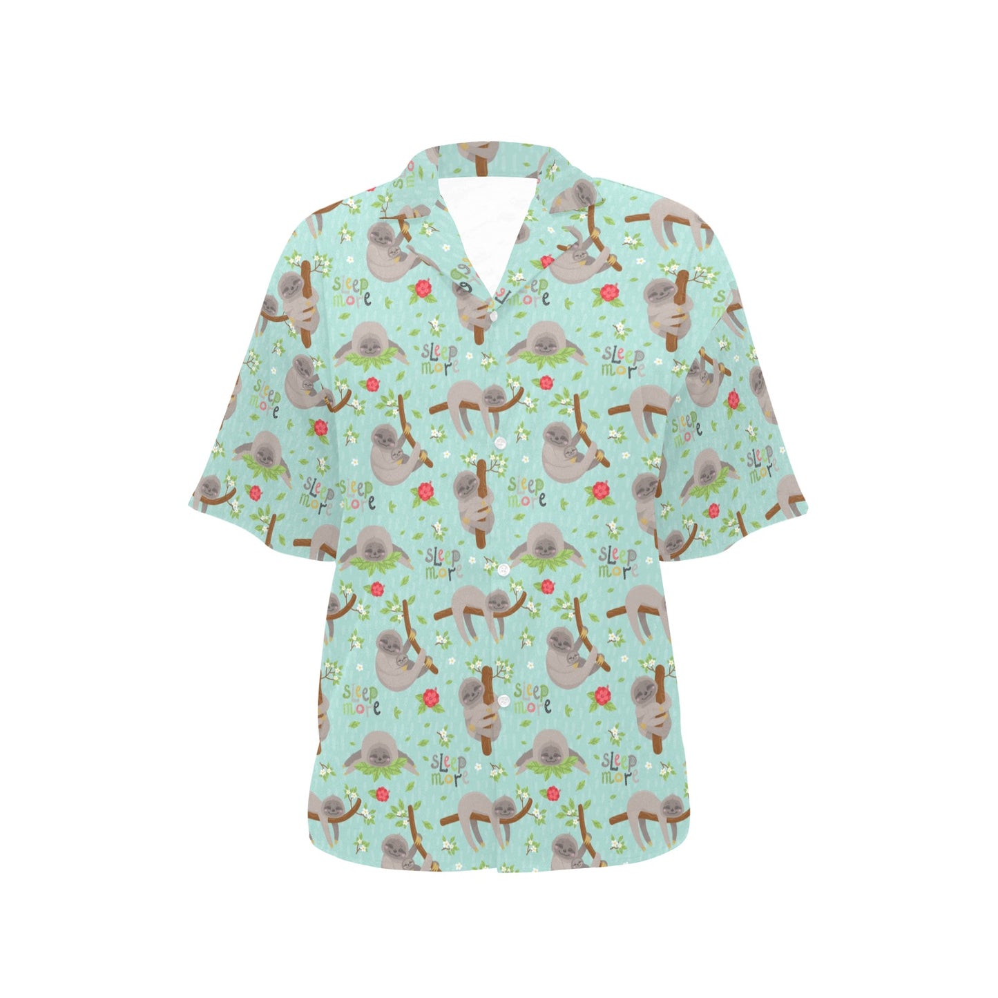 Sloth Print Design LKS305 Women's Hawaiian Shirt