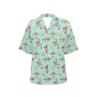 Sloth Print Design LKS305 Women's Hawaiian Shirt