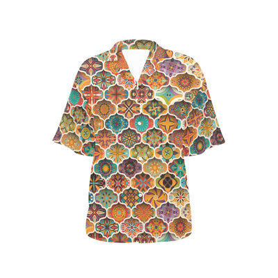 Mandala Mosaic Themed Design Print Women's Hawaiian Shirt