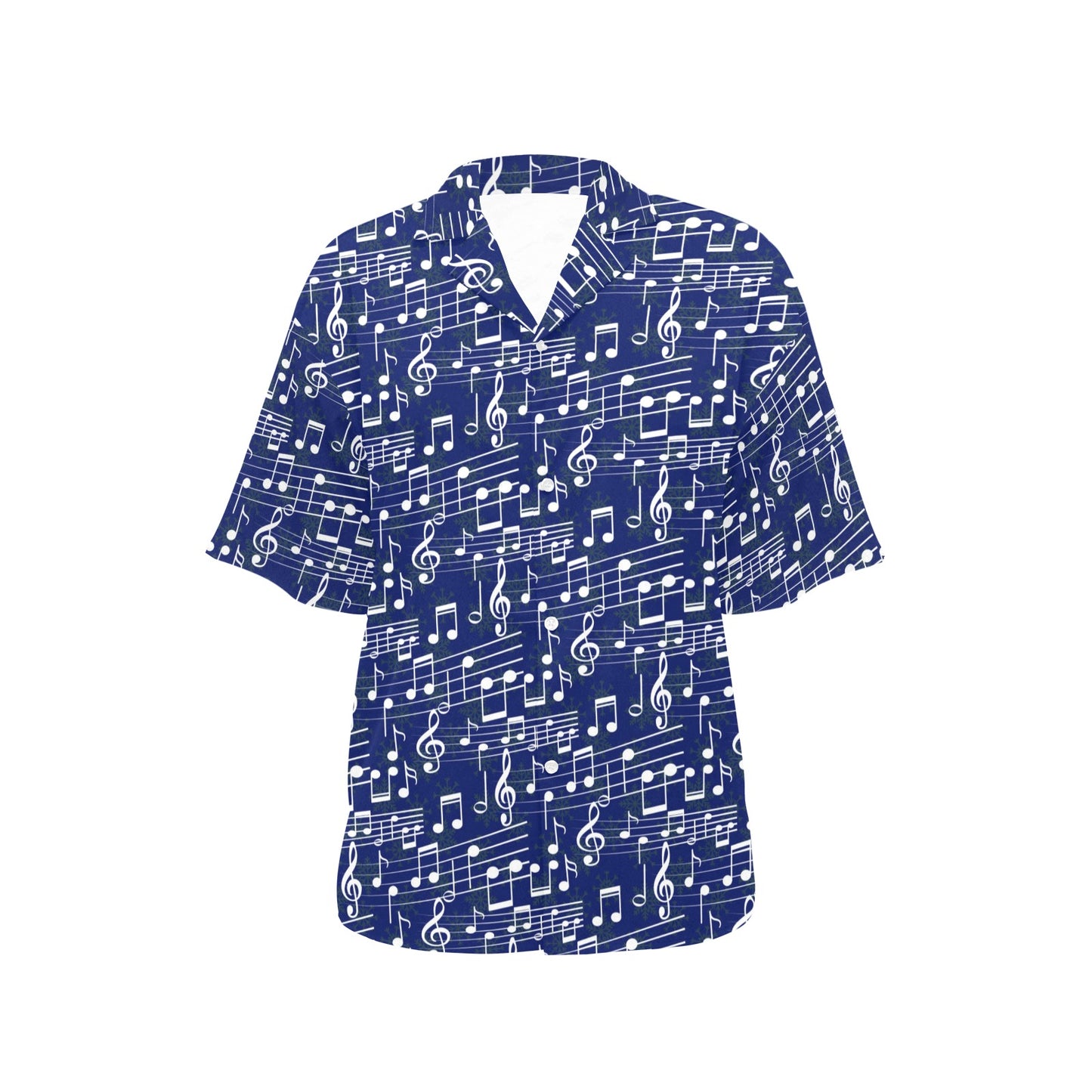 Music Note Blue Themed Print Women's Hawaiian Shirt