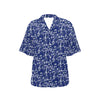 Music Note Blue Themed Print Women's Hawaiian Shirt