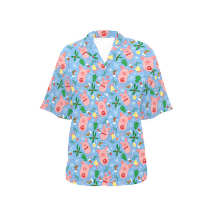 Pig Print Design LKS404 Women's Hawaiian Shirt