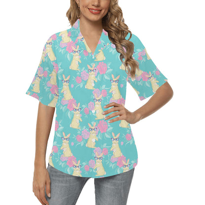 Rabbit Pattern Print Design RB05 Women's Hawaiian Shirt