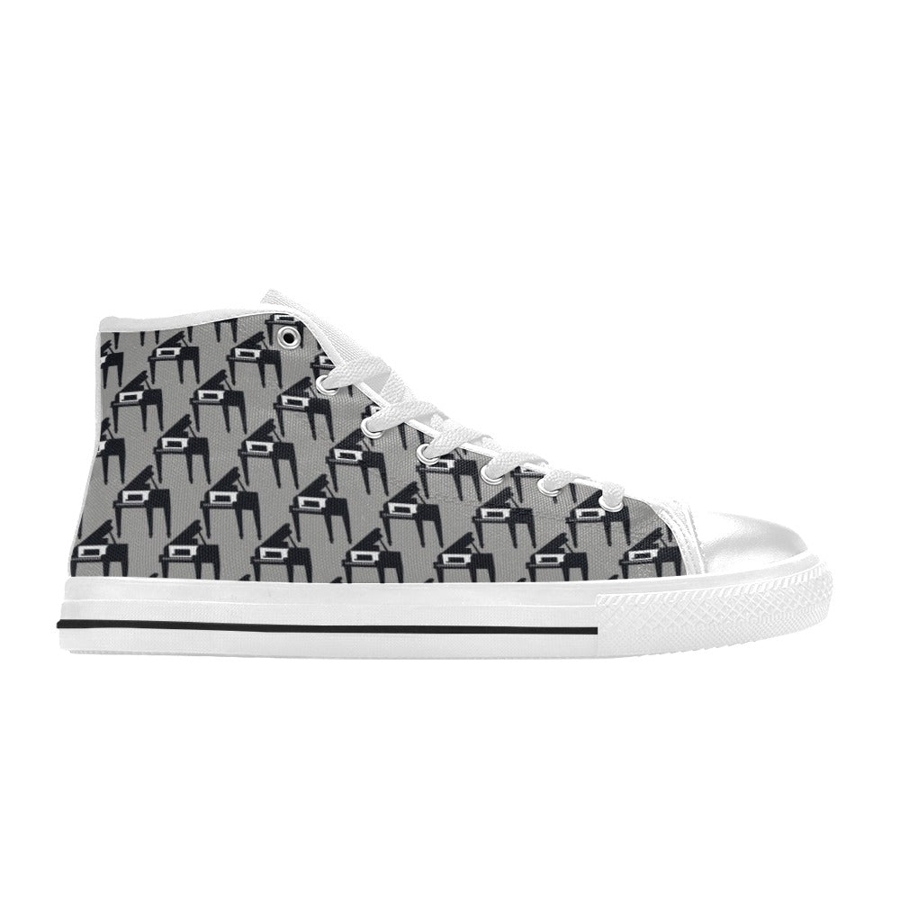 Piano Print Design LKS404 High Top Women's White Shoes