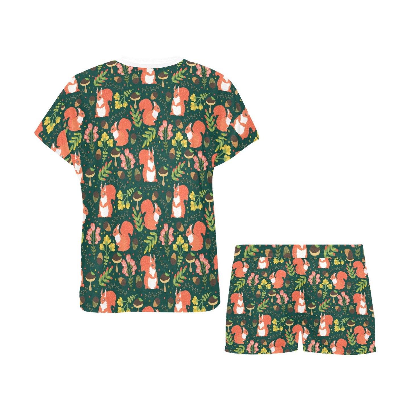 Squirrel Print Design LKS302 Women's Short Pajama Set