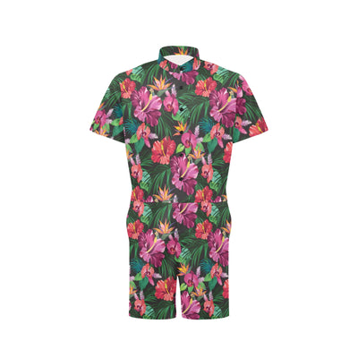 Hawaiian Flower Hibiscus tropical Men's Romper